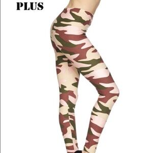 Plus Size Pink Brown Camo Green Leggings